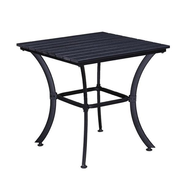 Oakland Living Corporation Oakland Living 904-TABLE-BK 25 in. Indoor & Outdoor Square Modern Contemporary Faux Wood Slatted Steel Dining Table; Black 904-TABLE-BK